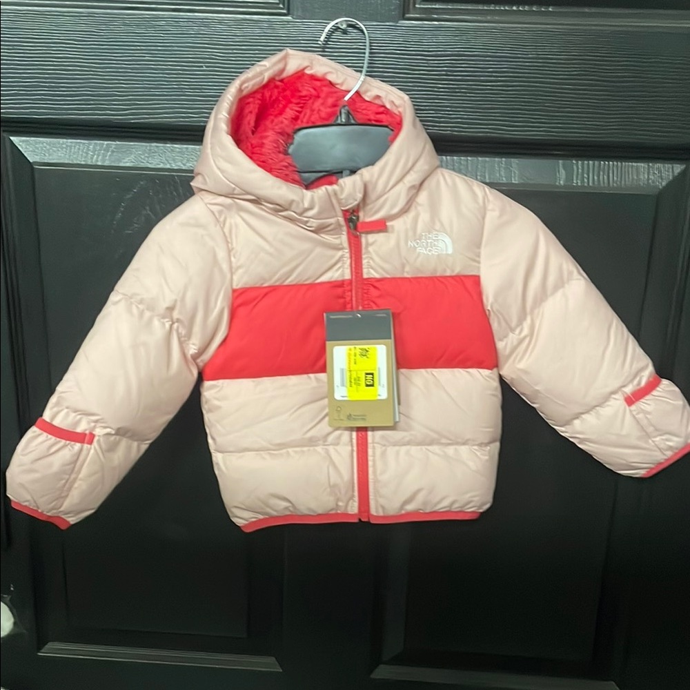The North Face Pink and Red Puffer Jacket